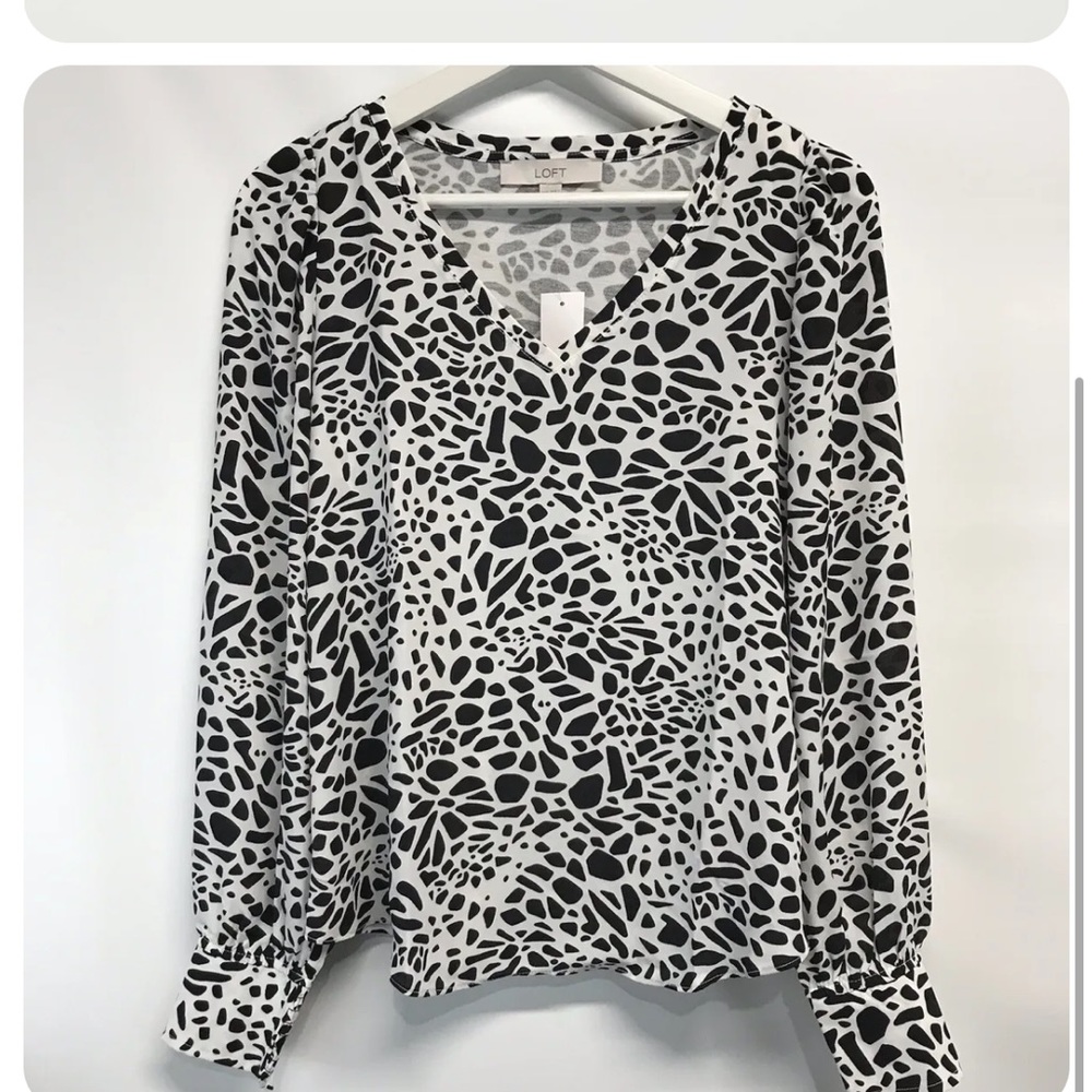 Loft Animal Print V-Neck Ling Sleeve Blouse Top NEW MSRP $54 XXS-M